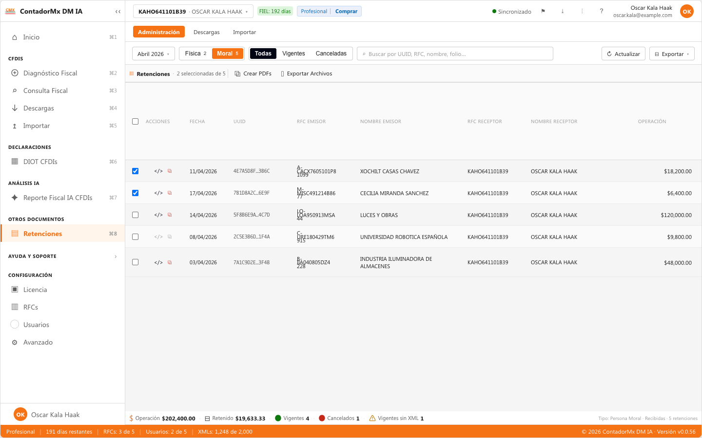 Módulo de Retenciones e información de pagos
